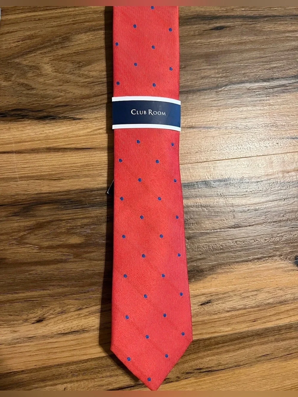 Club Room Men's Classic Dot Stripe Tie, Red, New MSRP $55